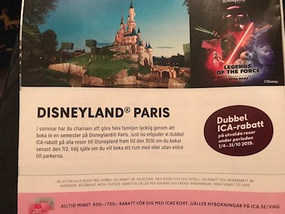 Dubbel Ica Rabatt Nar Du Bokar Resa Till Disneyland Paris