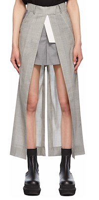 Sacai Grey Open Face Suiting Trouser Shorts